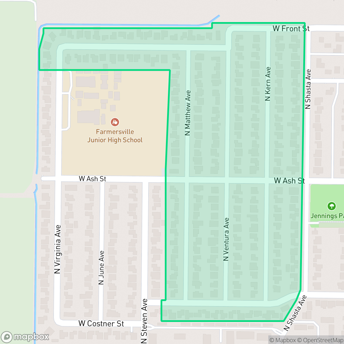 Map showing the location of Orchard Estates, Farmersville, CA