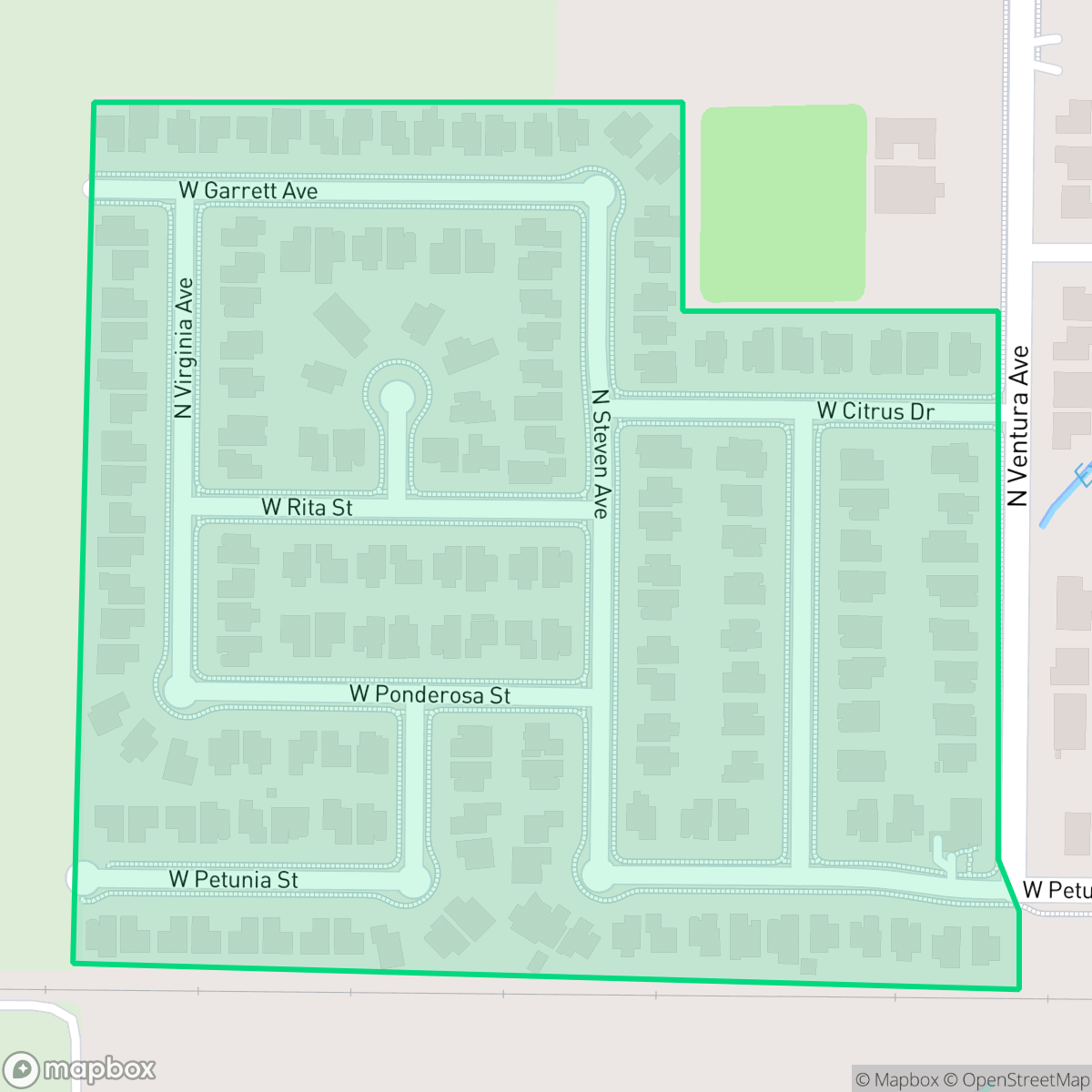 Map showing the location of Walnut Grove, Farmersville, CA