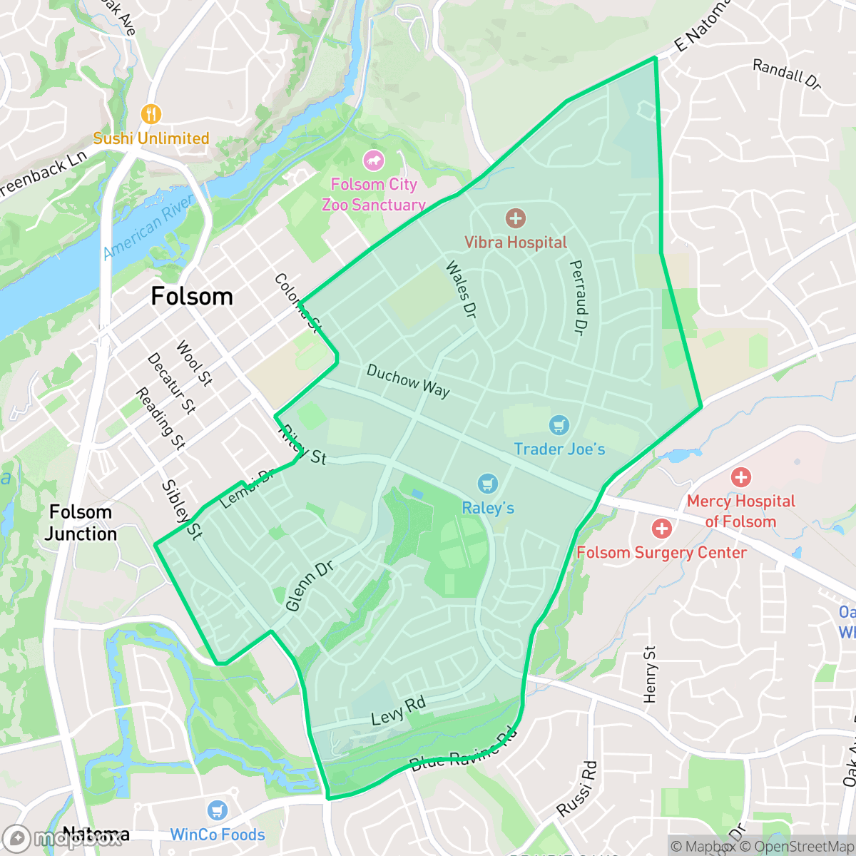 Map showing the location of Central District, Folsom, CA