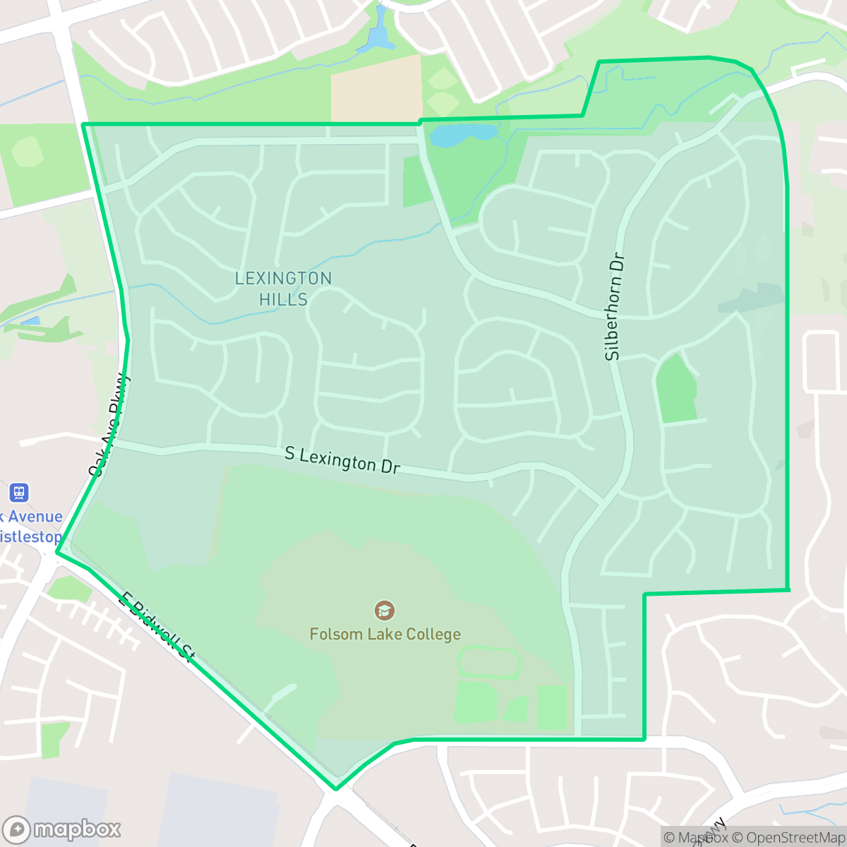 Map showing the location of Lexington Hills, Folsom, CA