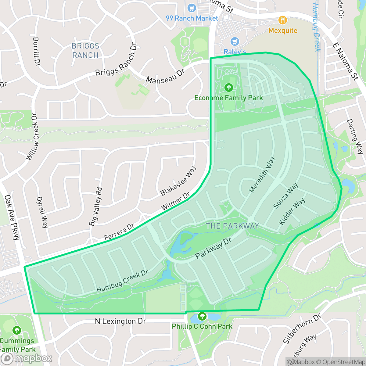 Map showing the location of The Parkway, Folsom, CA