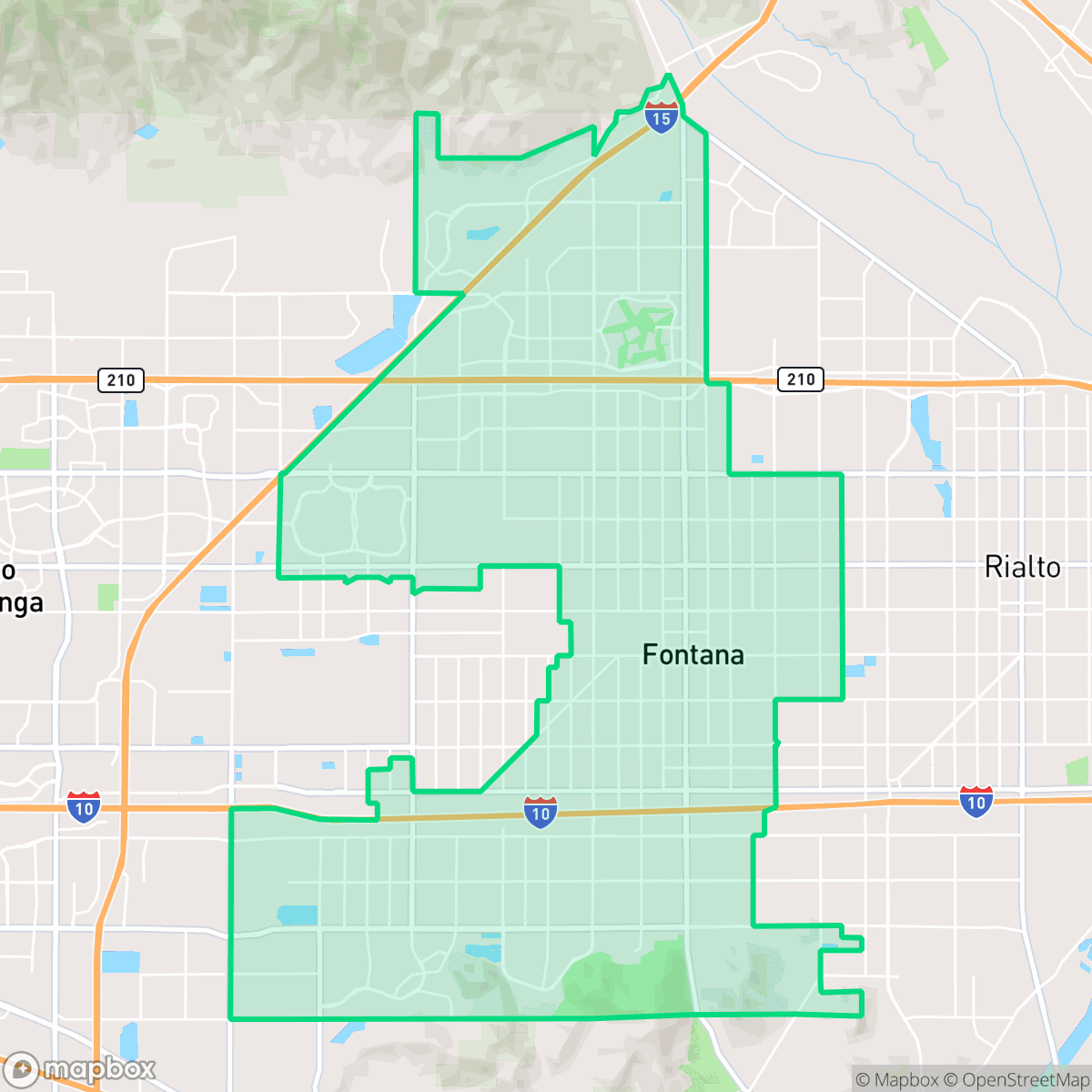 Map showing the location of Fontana, CA — coverage area