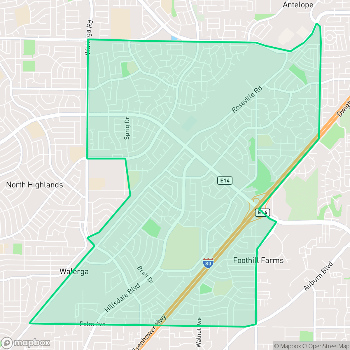Map showing the location of Foothill Farms, CA — coverage area