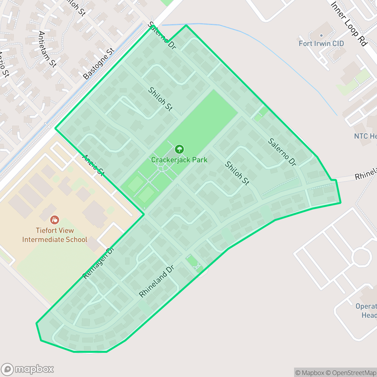 Map showing the location of Crackerjack Flats, Fort Irwin, CA