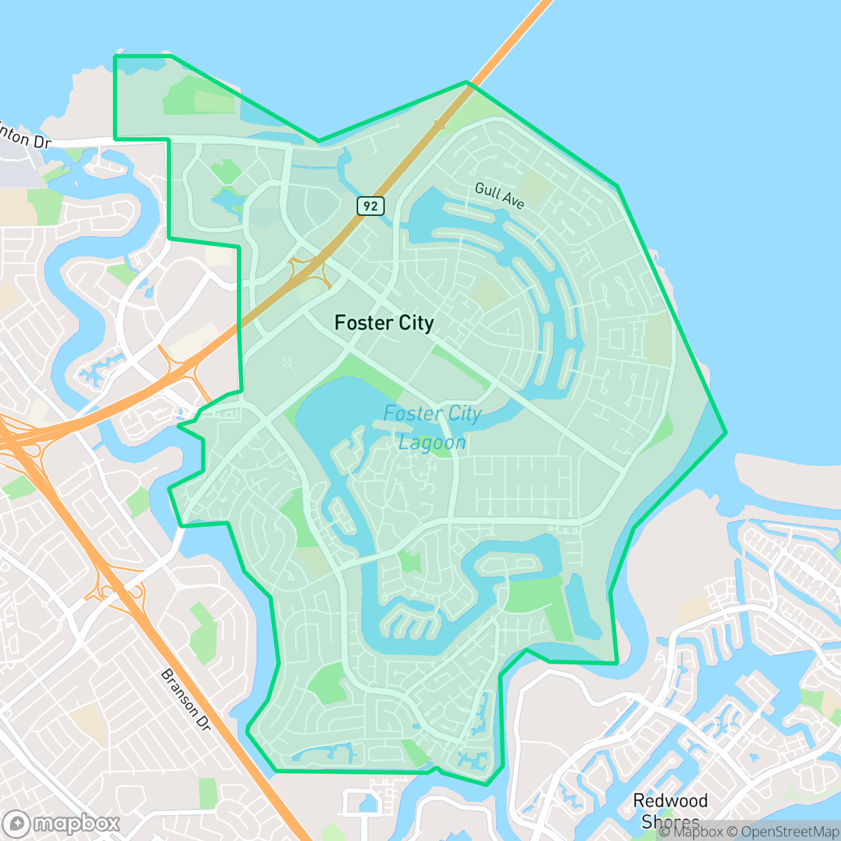 Map showing the location of Foster City, CA — coverage area