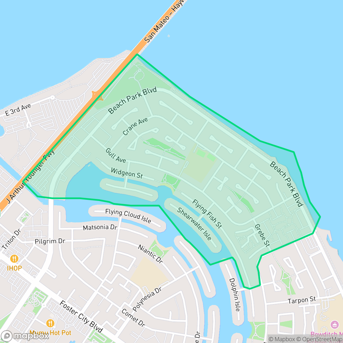 Map showing the location of Birds, Foster City, CA