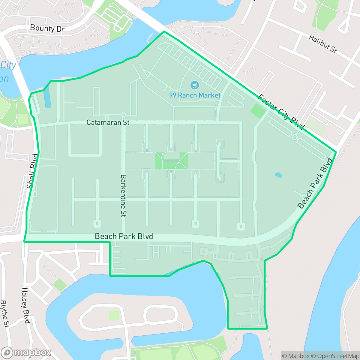 Map showing the location of Boats, Foster City, CA