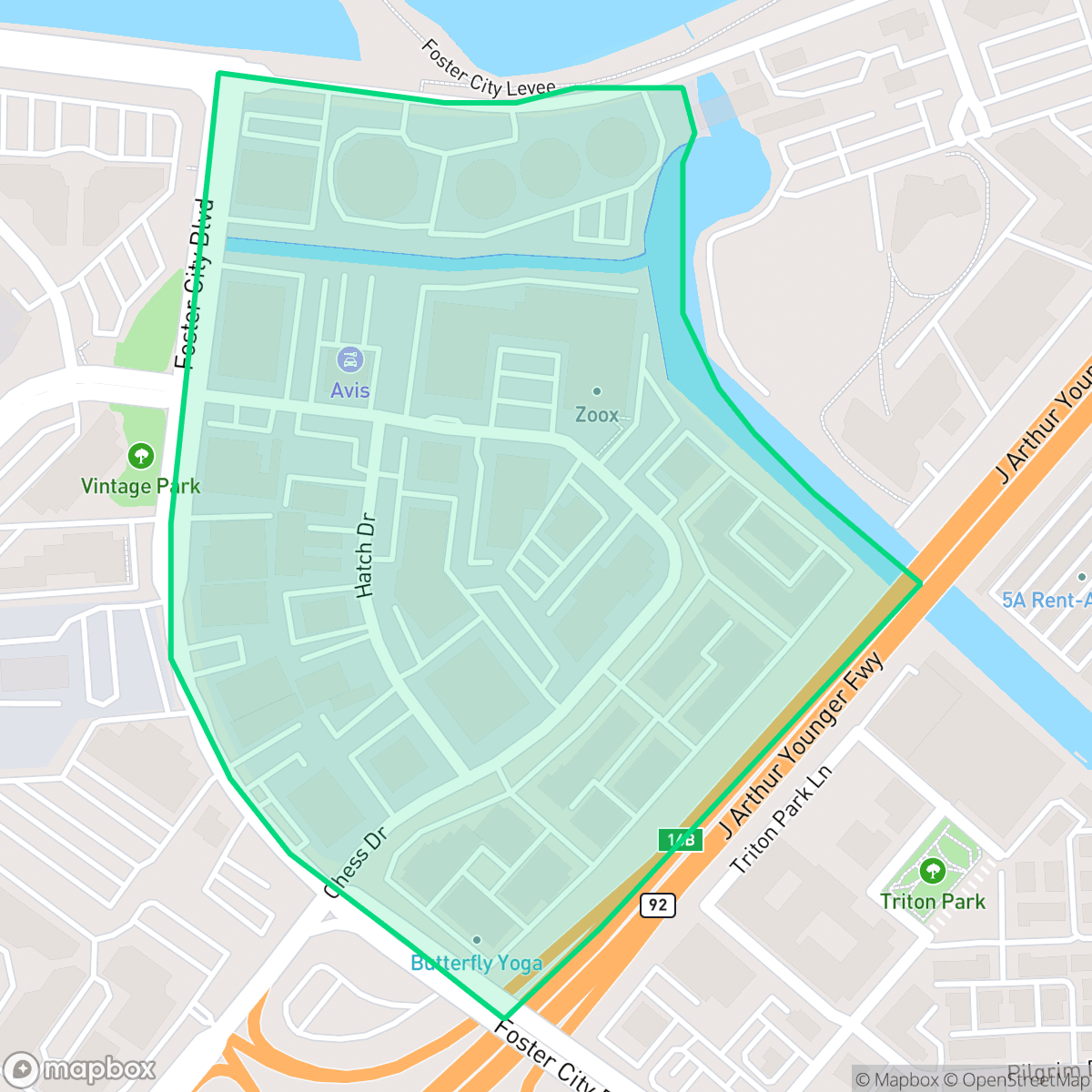 Map showing the location of Chess, Foster City, CA