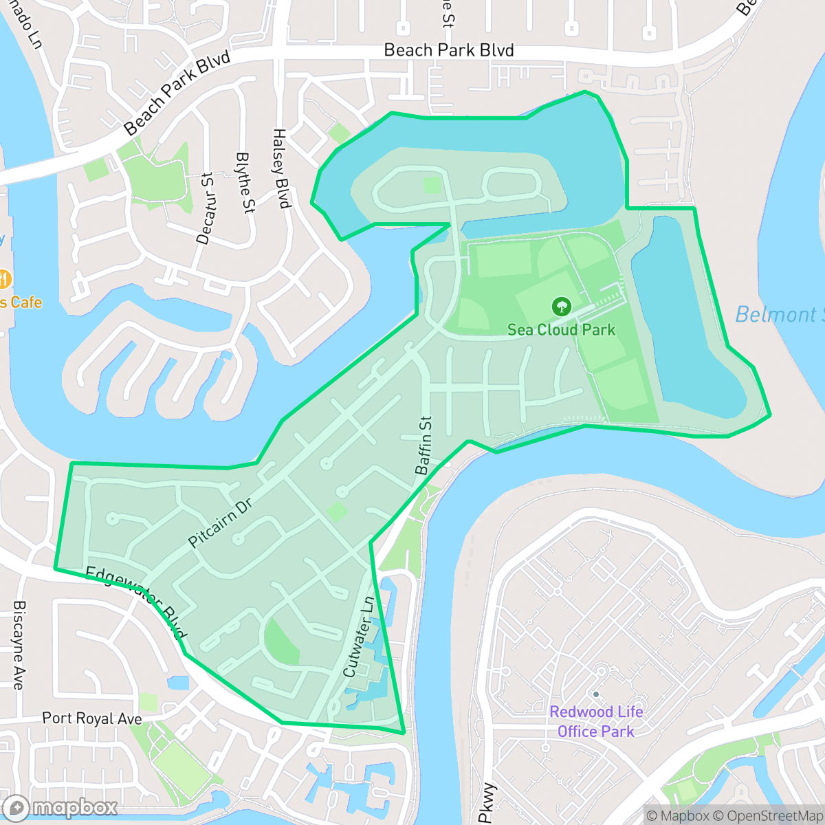 Map showing the location of Islands, Foster City, CA