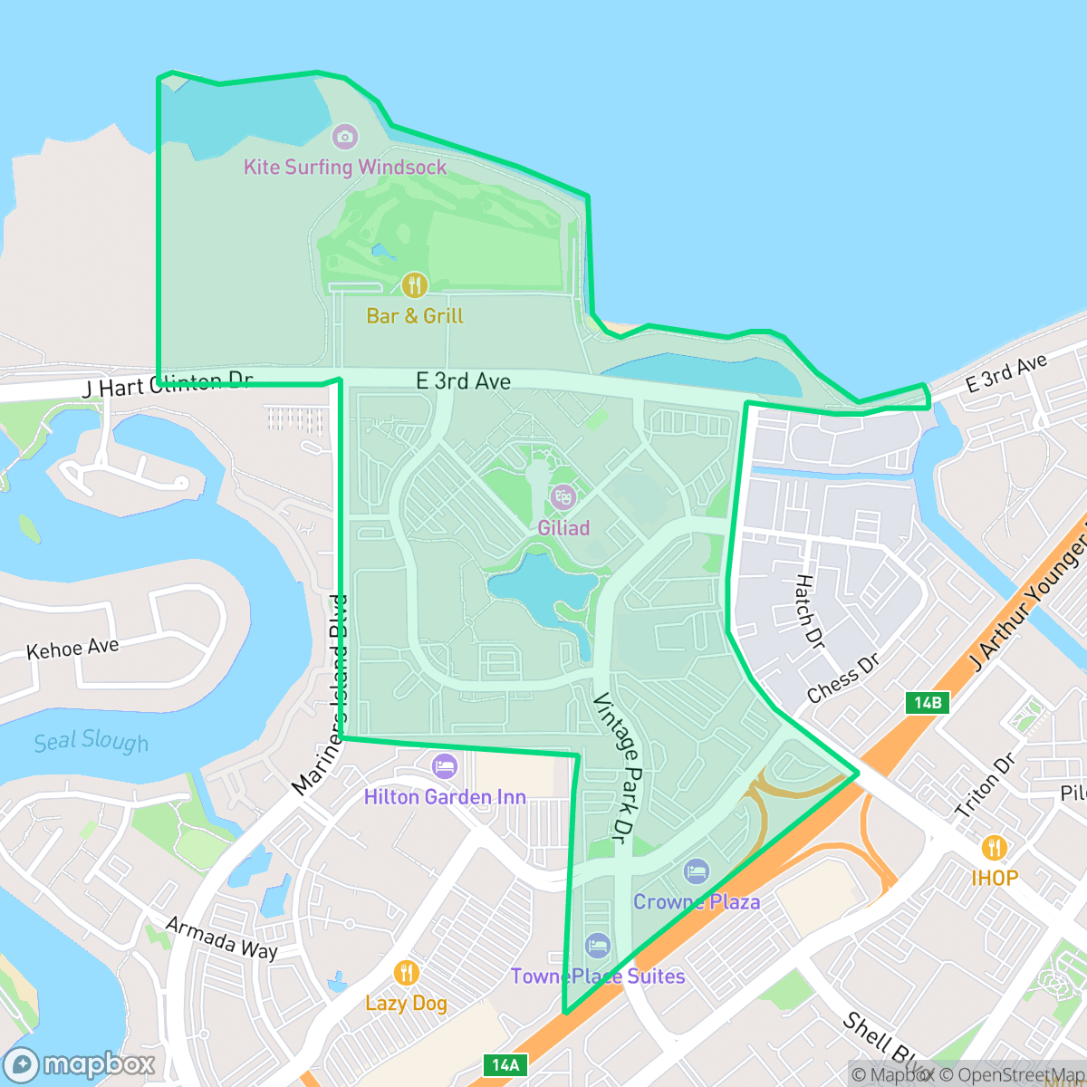 Map showing the location of Vintage Park, Foster City, CA