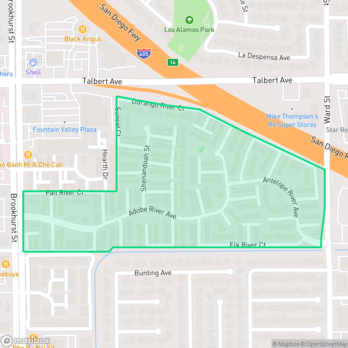 Map showing the location of Tiburon, Fountain Valley, CA