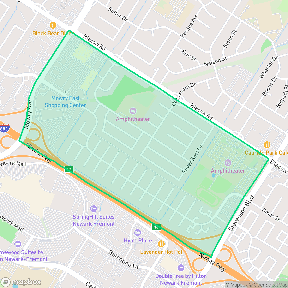 Map showing the location of 28 Palms, Fremont, CA