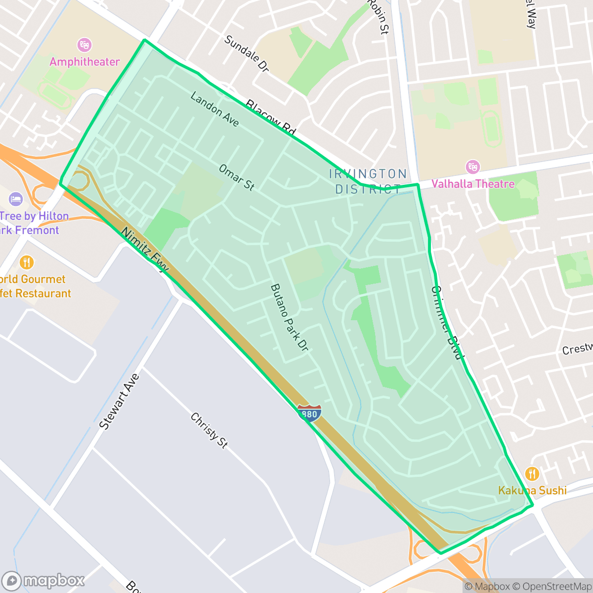Map showing the location of Blacow, Fremont, CA