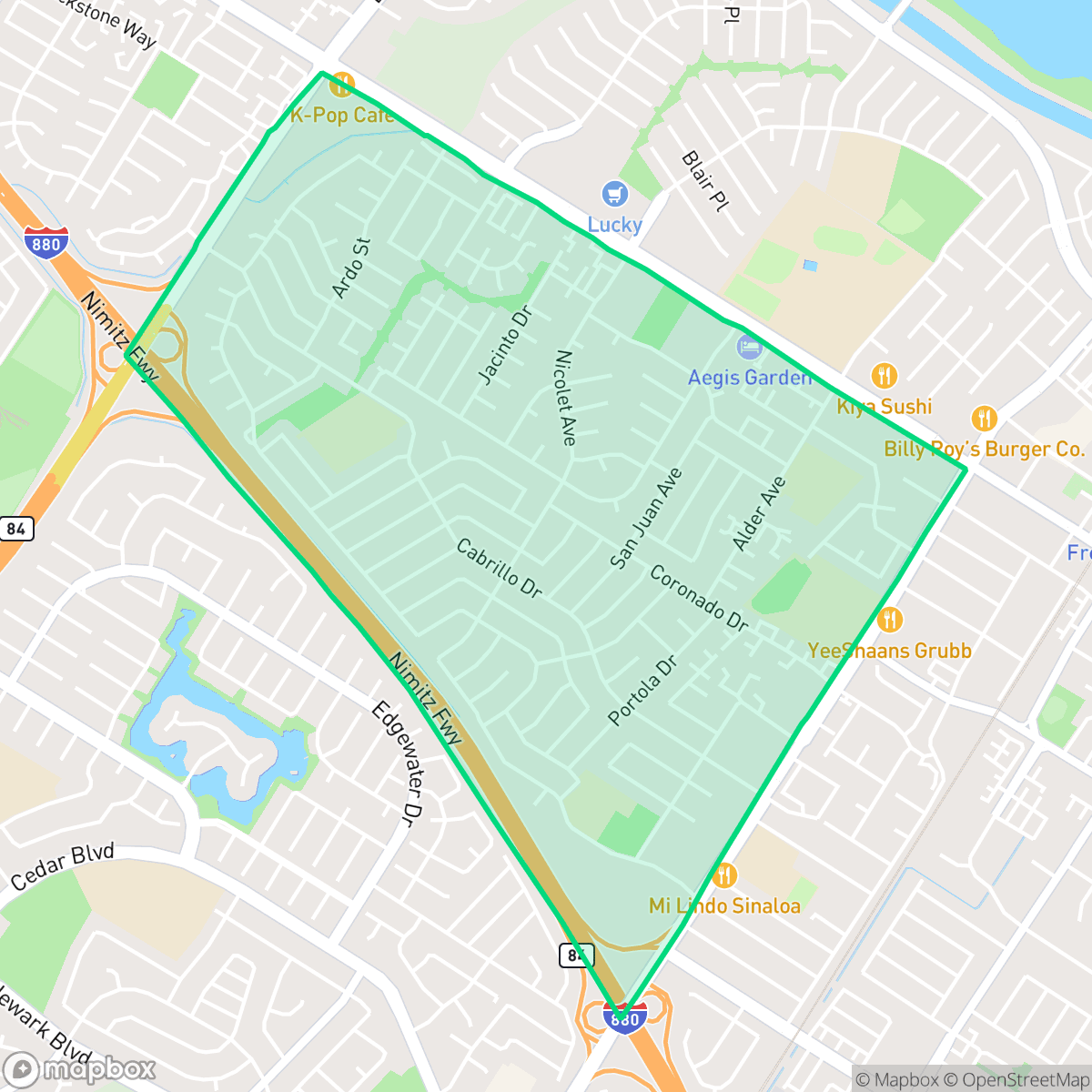 Map showing the location of Cabrillo, Fremont, CA