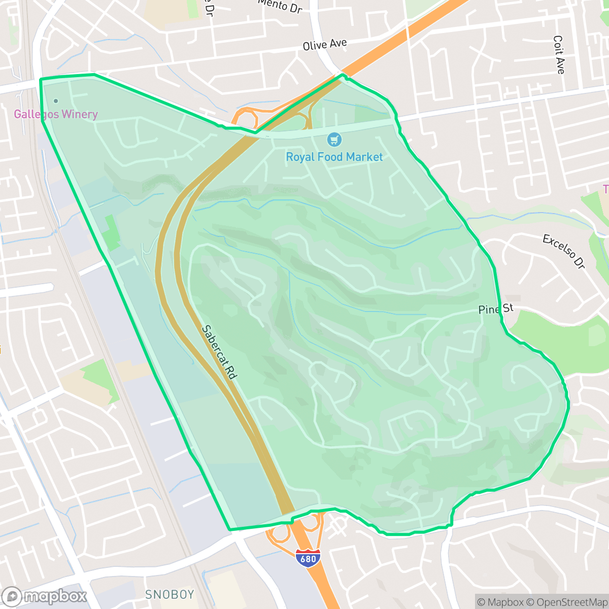 Map showing the location of Cameron Hills, Fremont, CA
