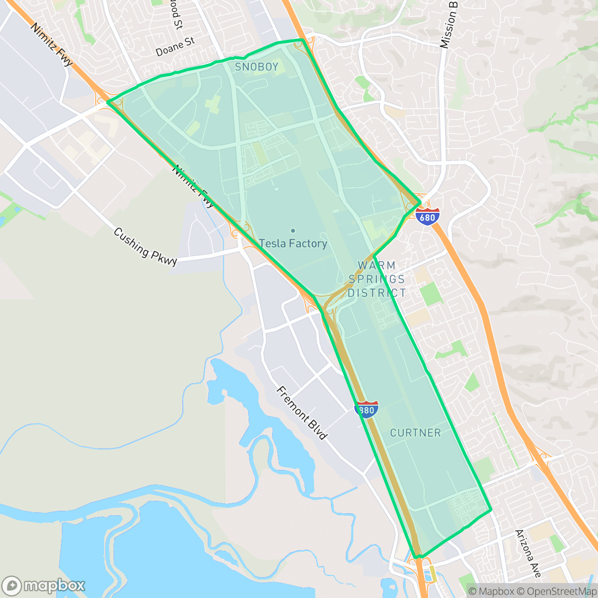 Map showing the location of East Industrial, Fremont, CA