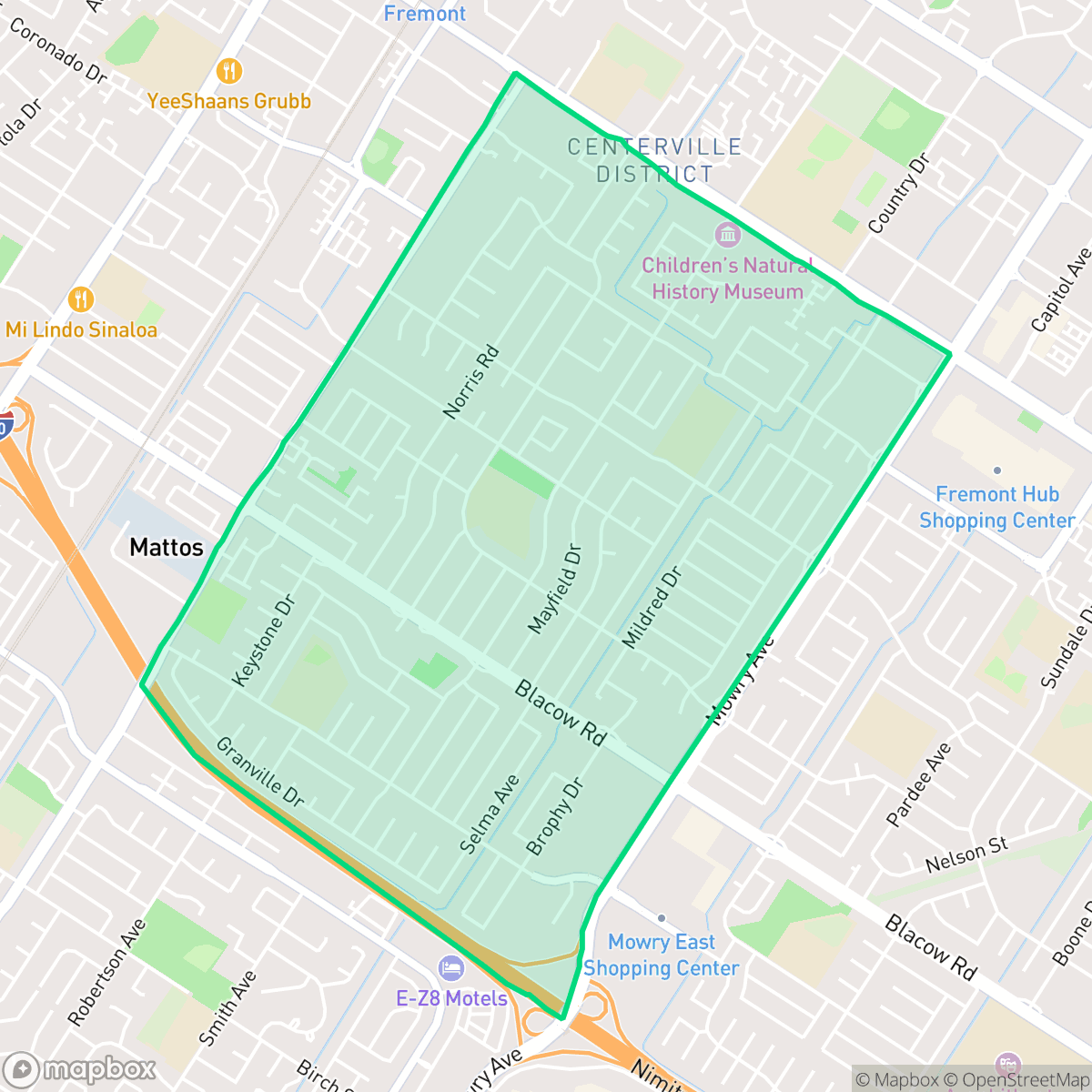 Map showing the location of Glenmoor, Fremont, CA