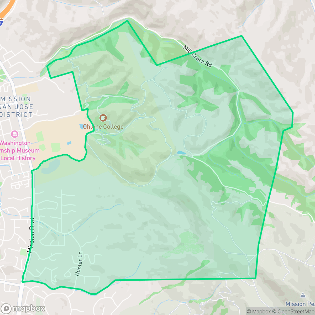 Map showing the location of Mission Hills, Fremont, CA
