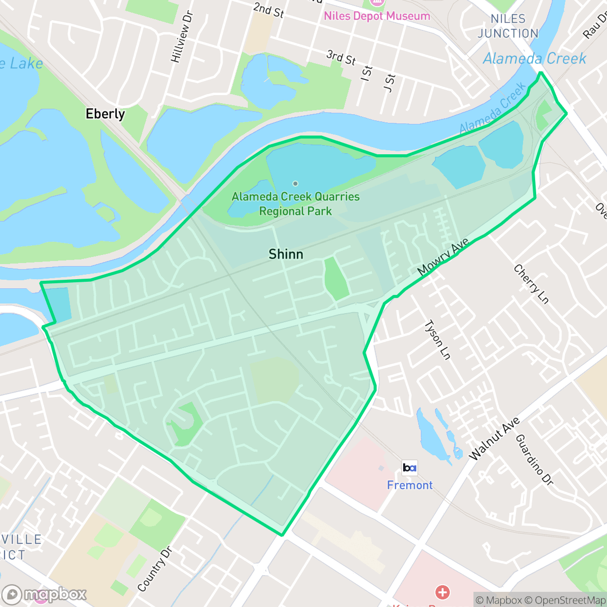 Map showing the location of Parkmont, Fremont, CA