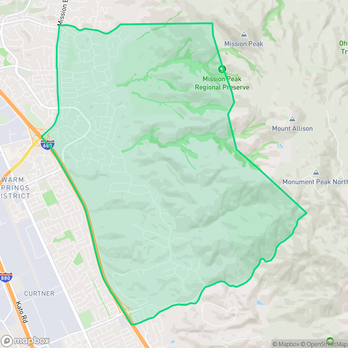 Map showing the location of Vineyards-Avalon, Fremont, CA