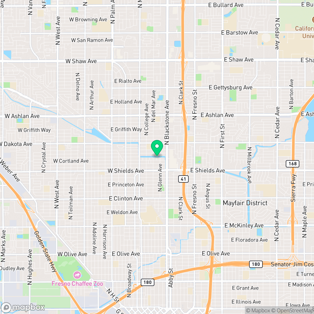 Map showing the location of Fresno, CA — coverage area