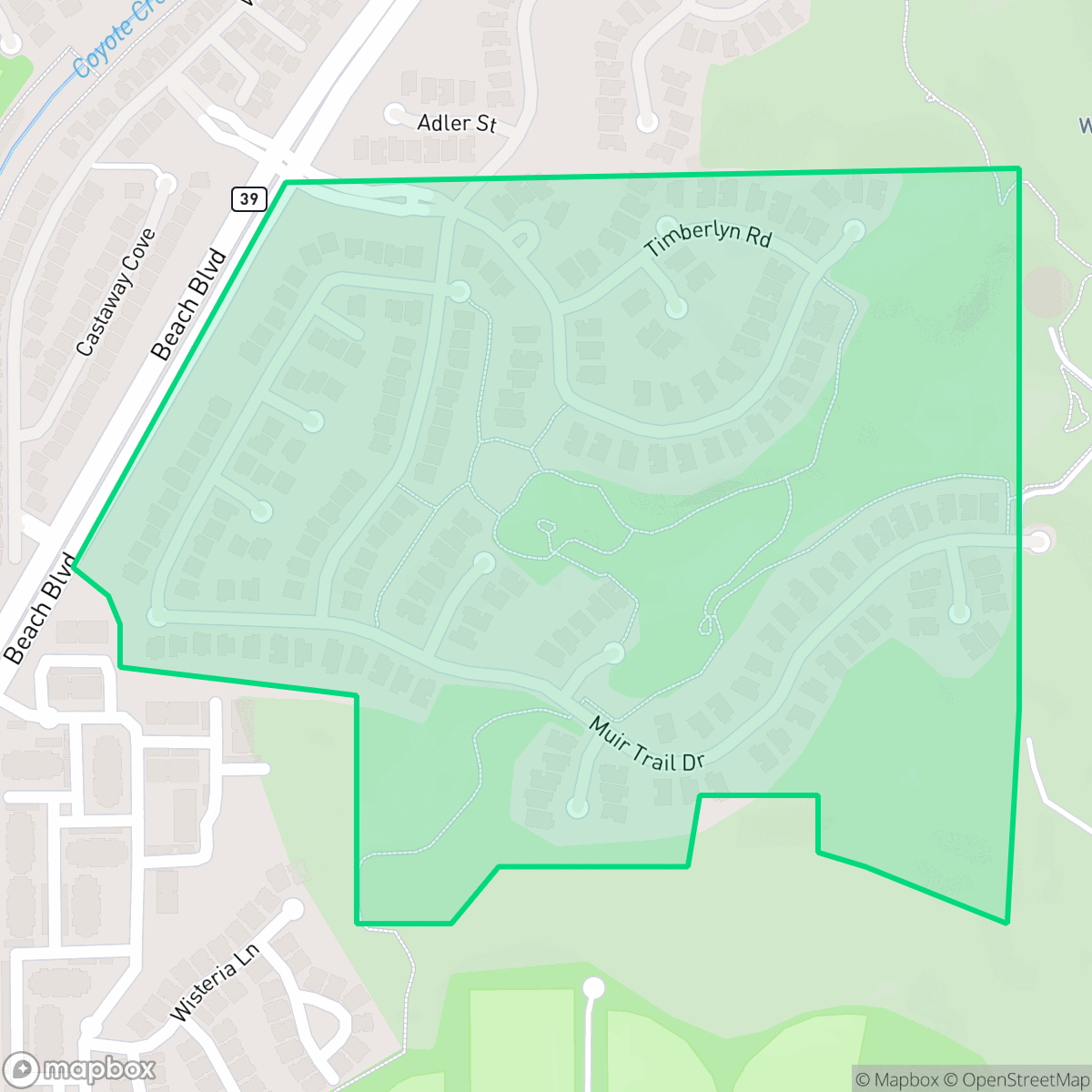 Map showing the location of Hawks Pointe, Fullerton, CA