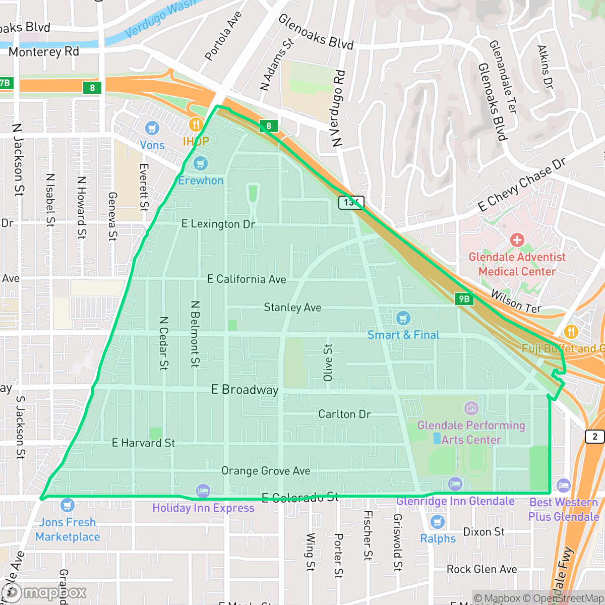 Map showing the location of Citrus Grove, Glendale, CA