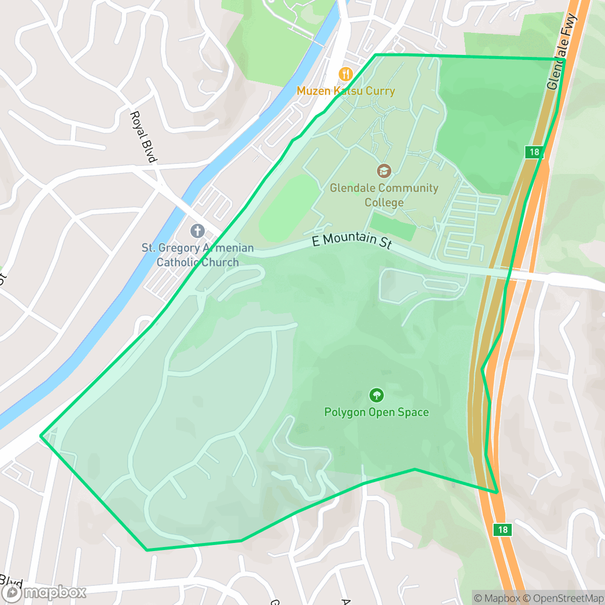 Map showing the location of College HIlls, Glendale, CA