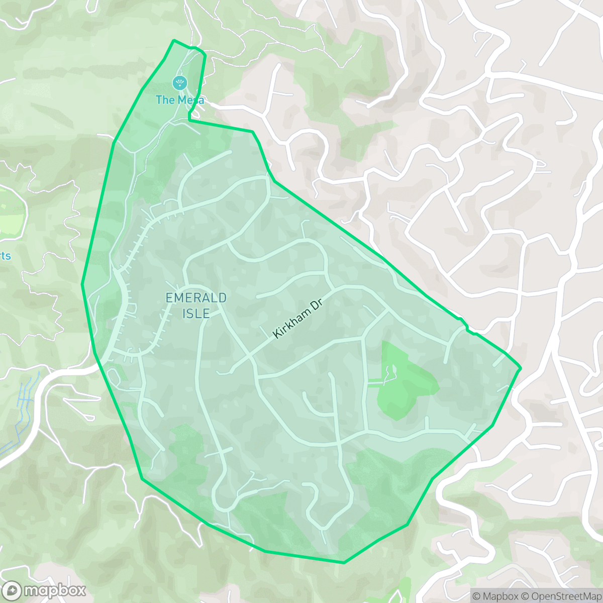 Map showing the location of Emerald Isle, Glendale, CA