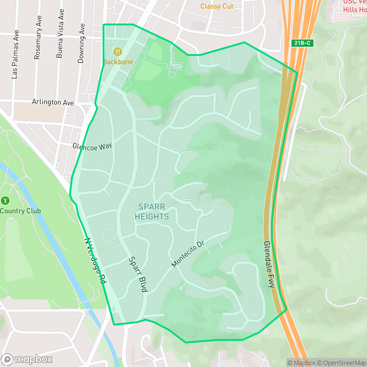 Map showing the location of Montecito Park, Glendale, CA