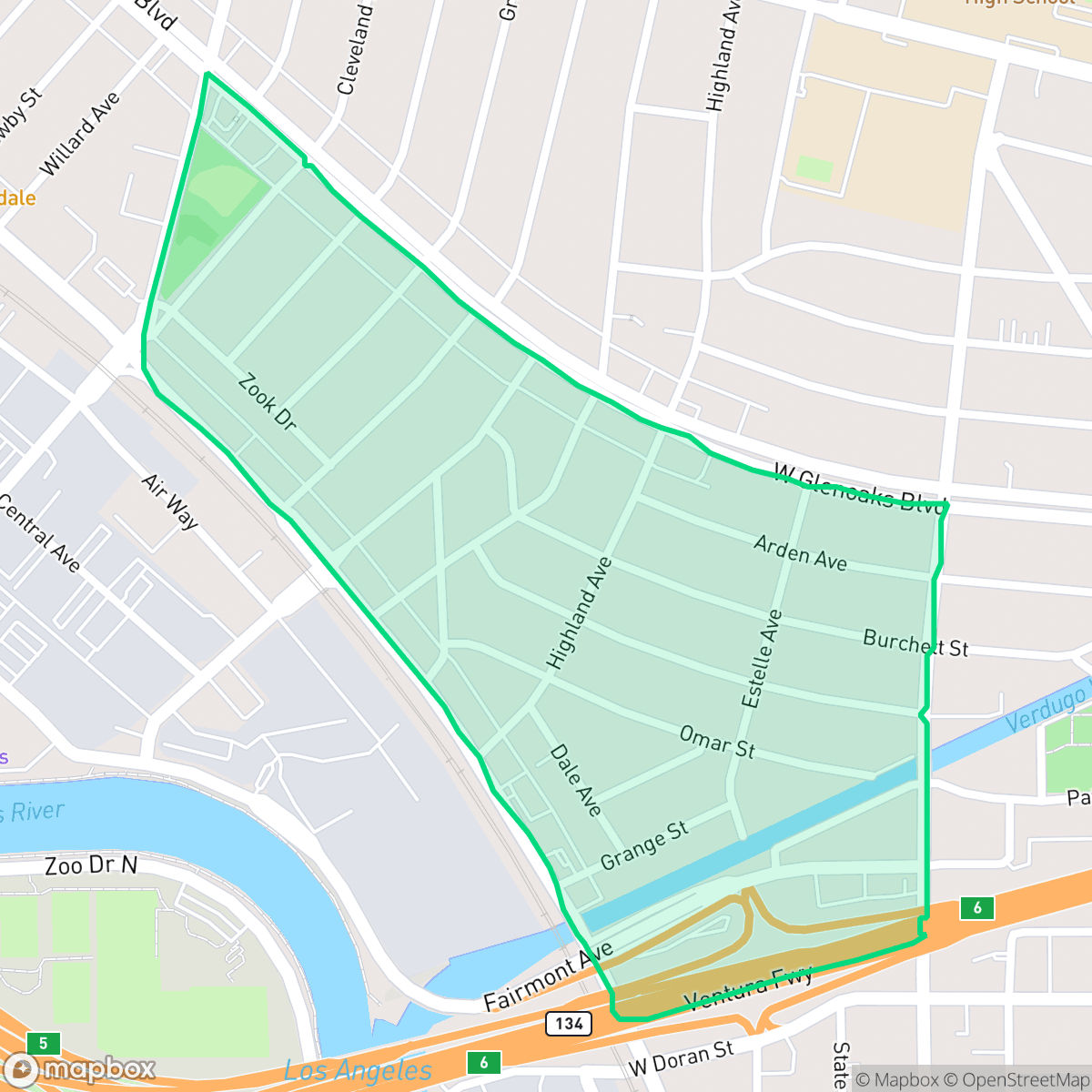 Map showing the location of Pelanconi, Glendale, CA