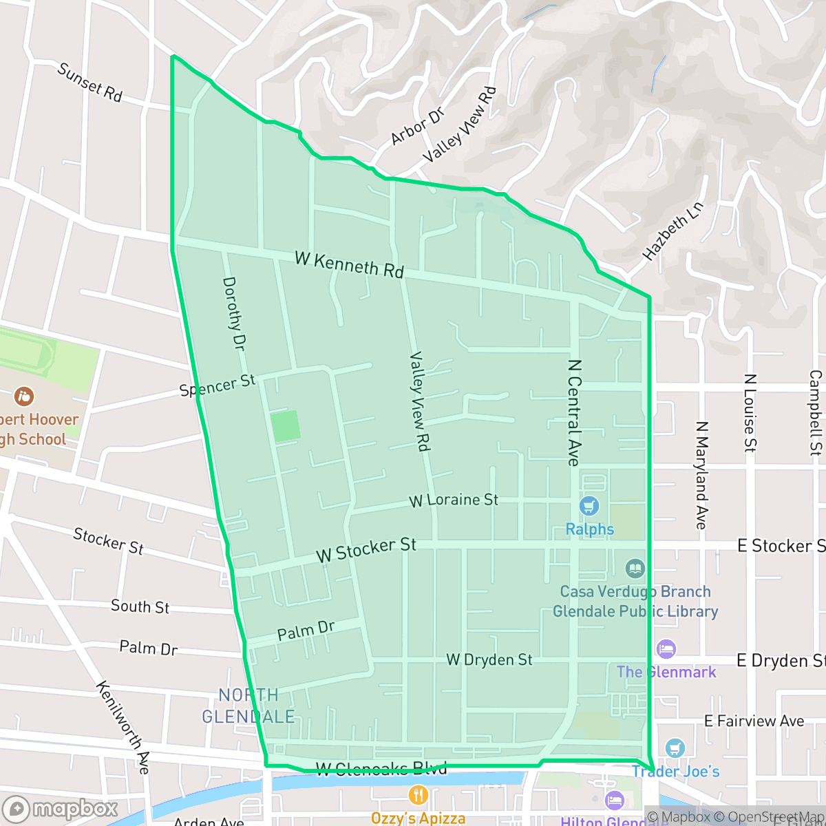 Map showing the location of Verdugo Viejo, Glendale, CA