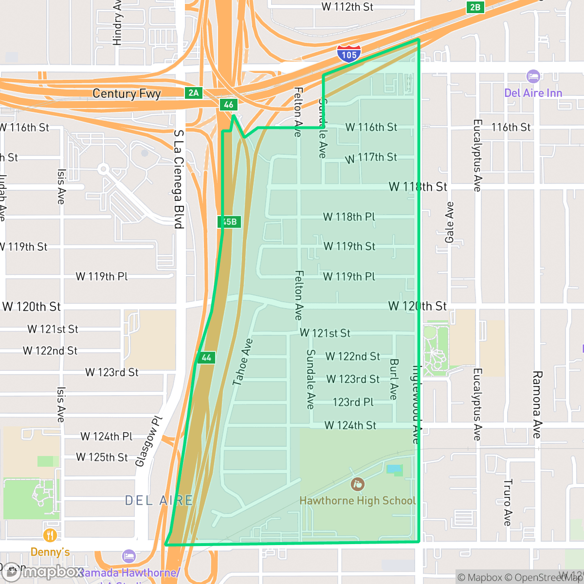 Map showing the location of North West Hawthorne, Hawthorne, CA