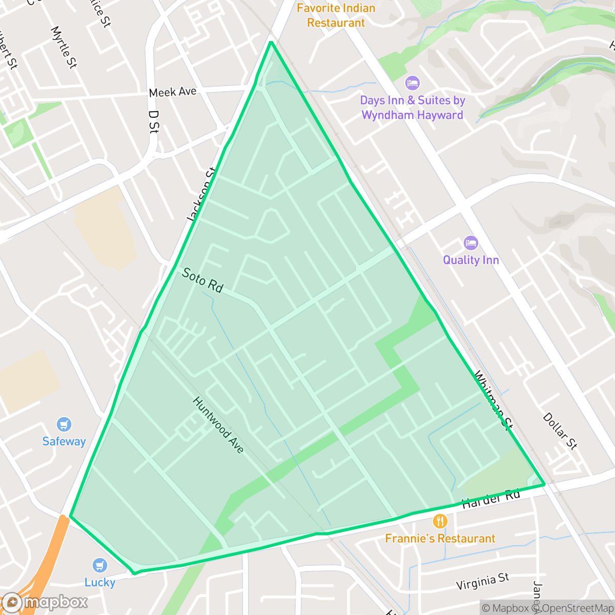 Map showing the location of Jackson Triangle, Hayward, CA