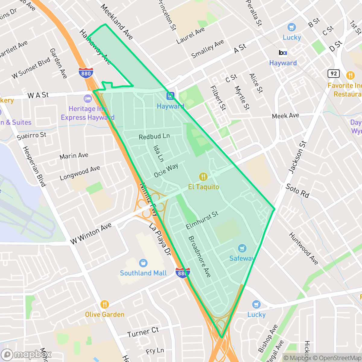 Map showing the location of Santa Clara, Hayward, CA