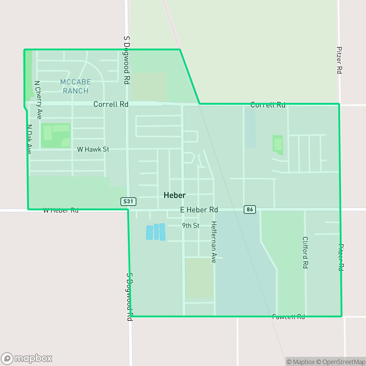 Map showing the location of Heber, CA — coverage area