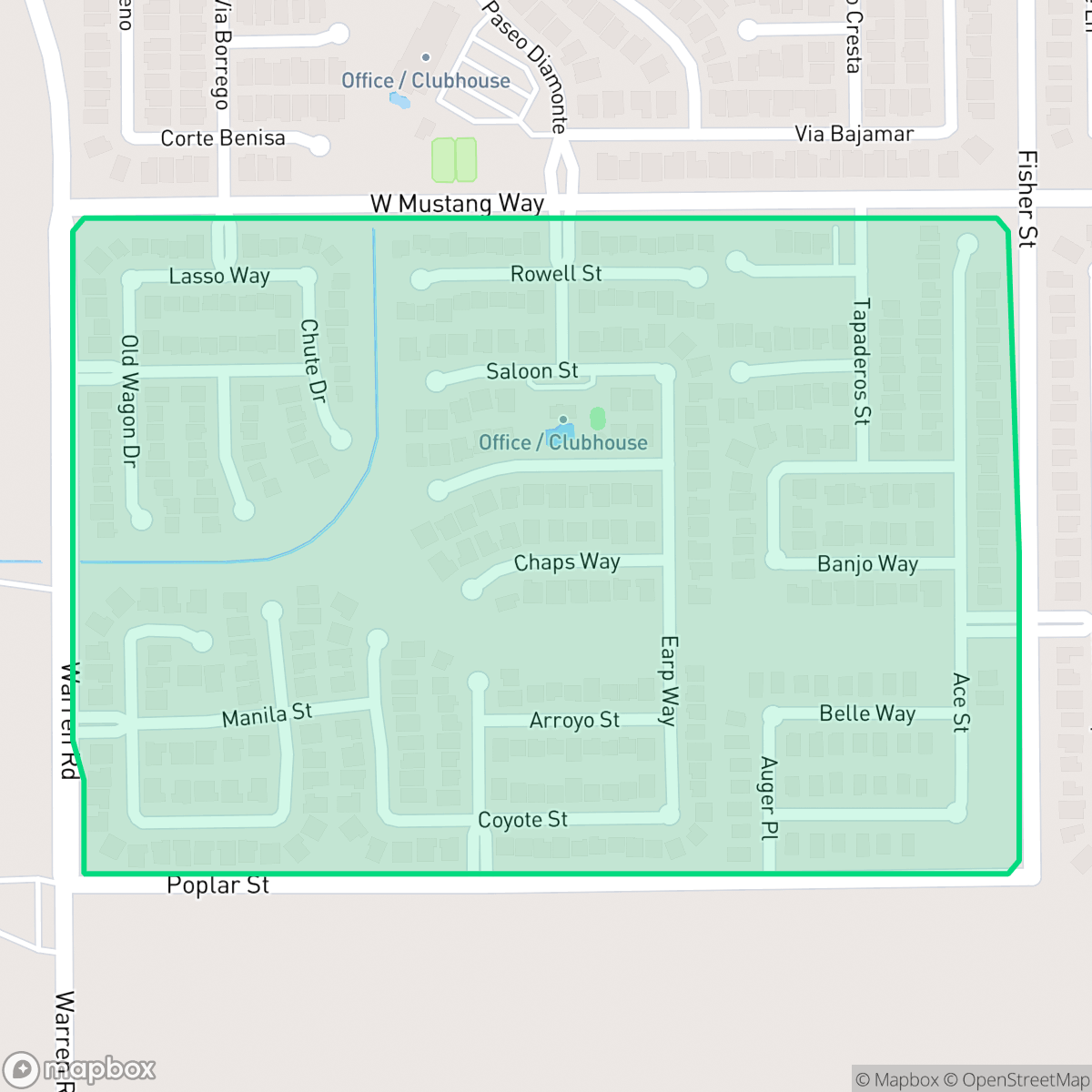 Map showing the location of Saddle Point, Hemet, CA