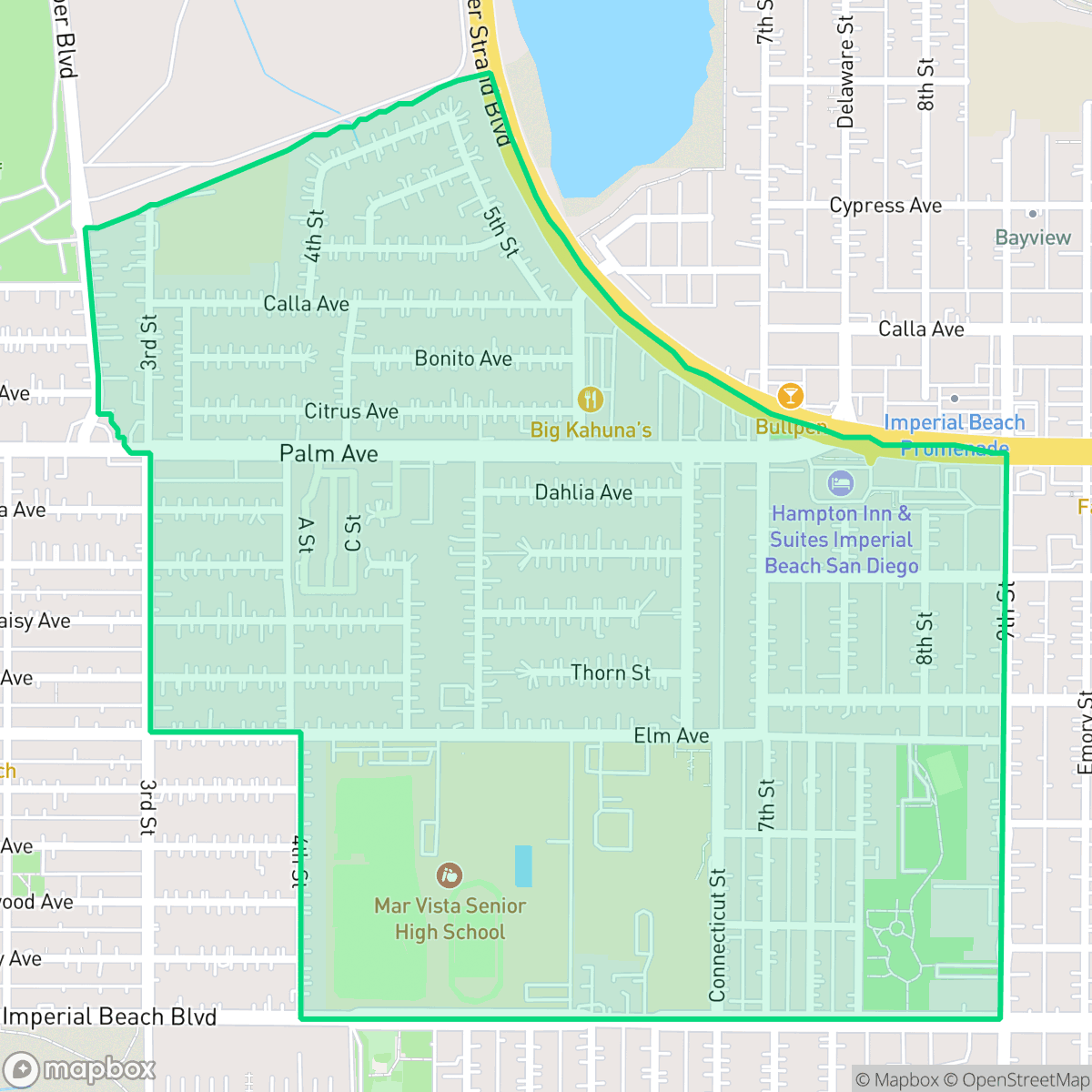 Map showing the location of Mar Vista, Imperial Beach, CA