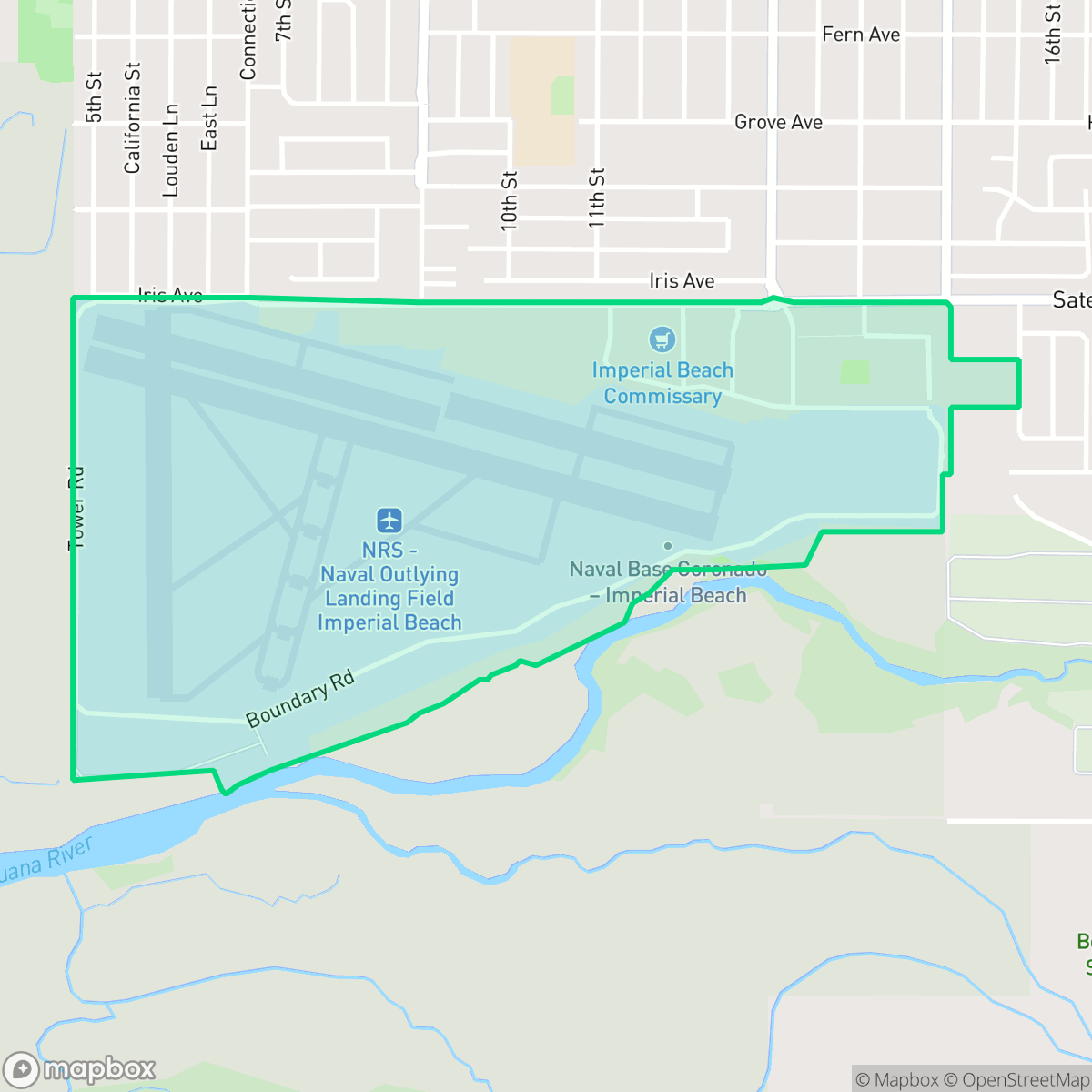 Map showing the location of Ream Field, Imperial Beach, CA