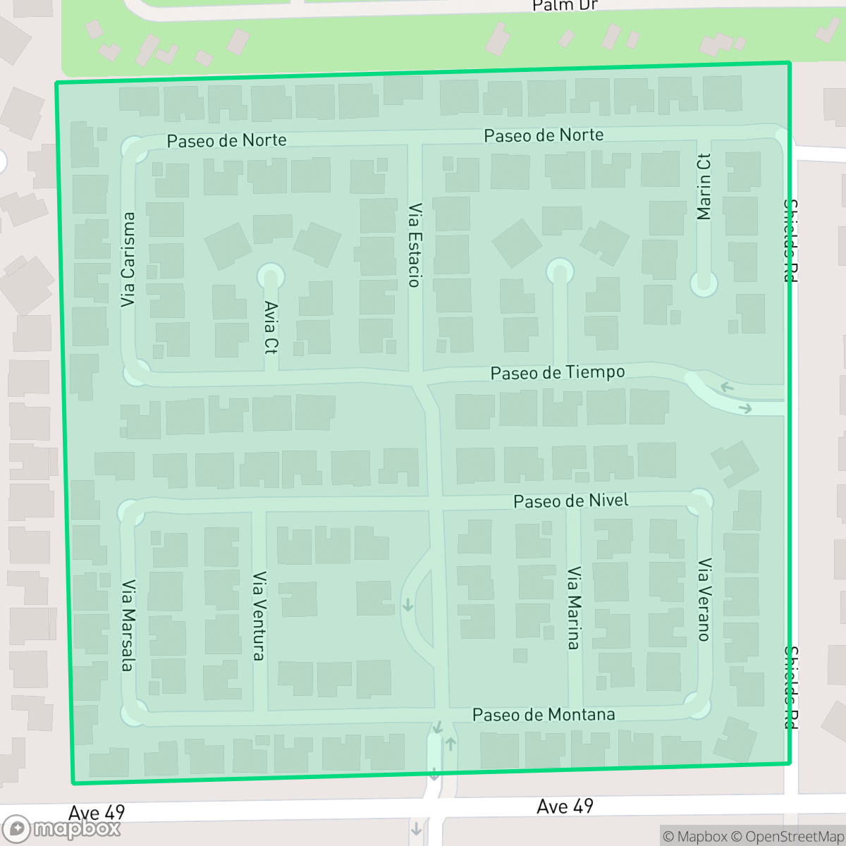 Map showing the location of Estacio, Indio, CA