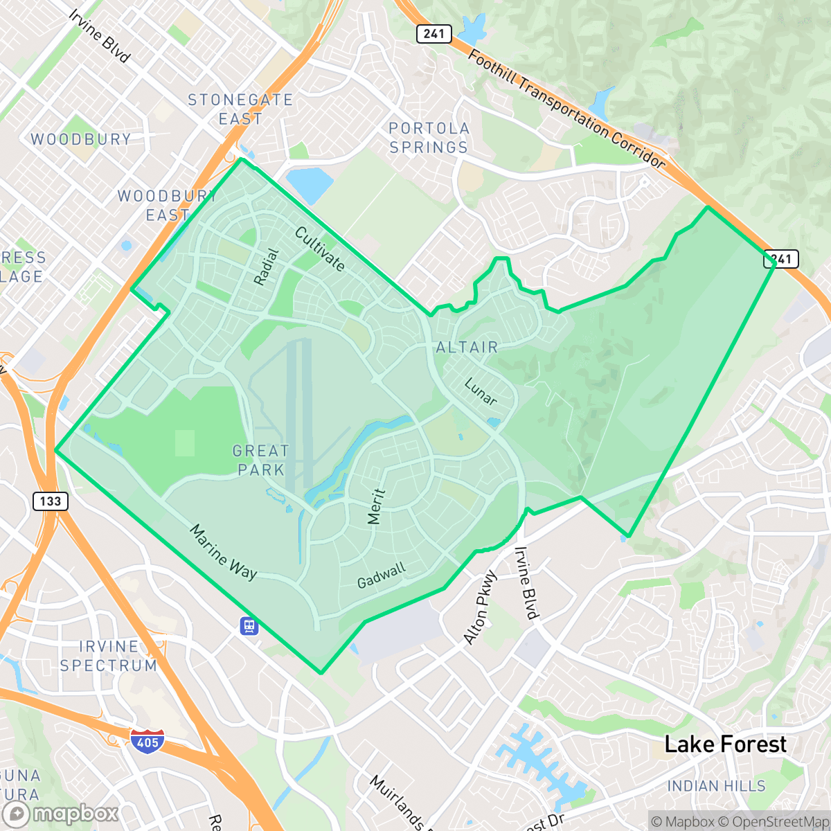 Map showing the location of El Toro Marine Air Station, Irvine, CA