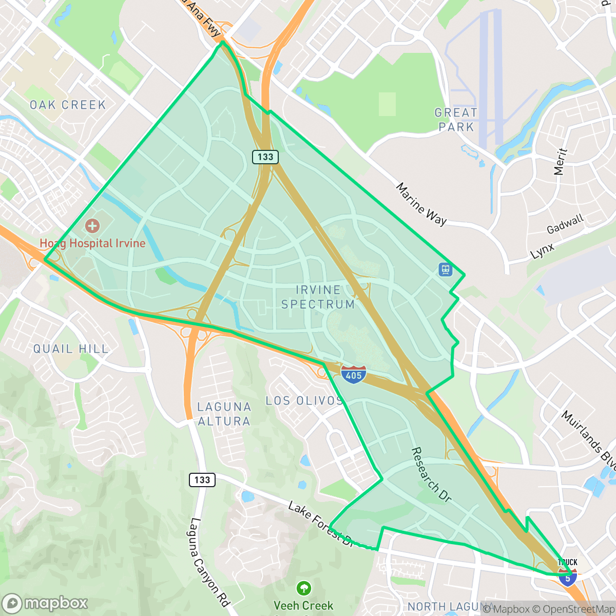 Map showing the location of Irvine Health and Science Complex, Irvine, CA
