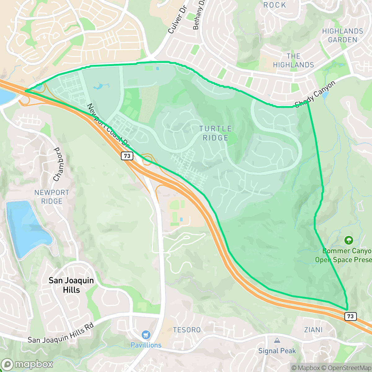 Map showing the location of Turtle Ridge, Irvine, CA