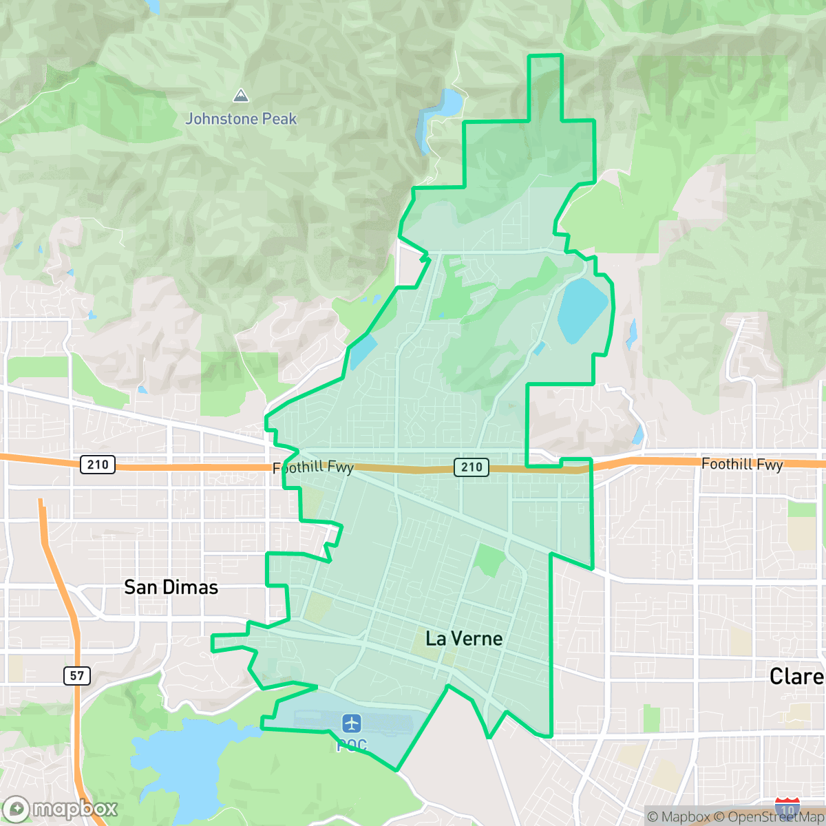 Map showing the location of La Verne, CA — coverage area