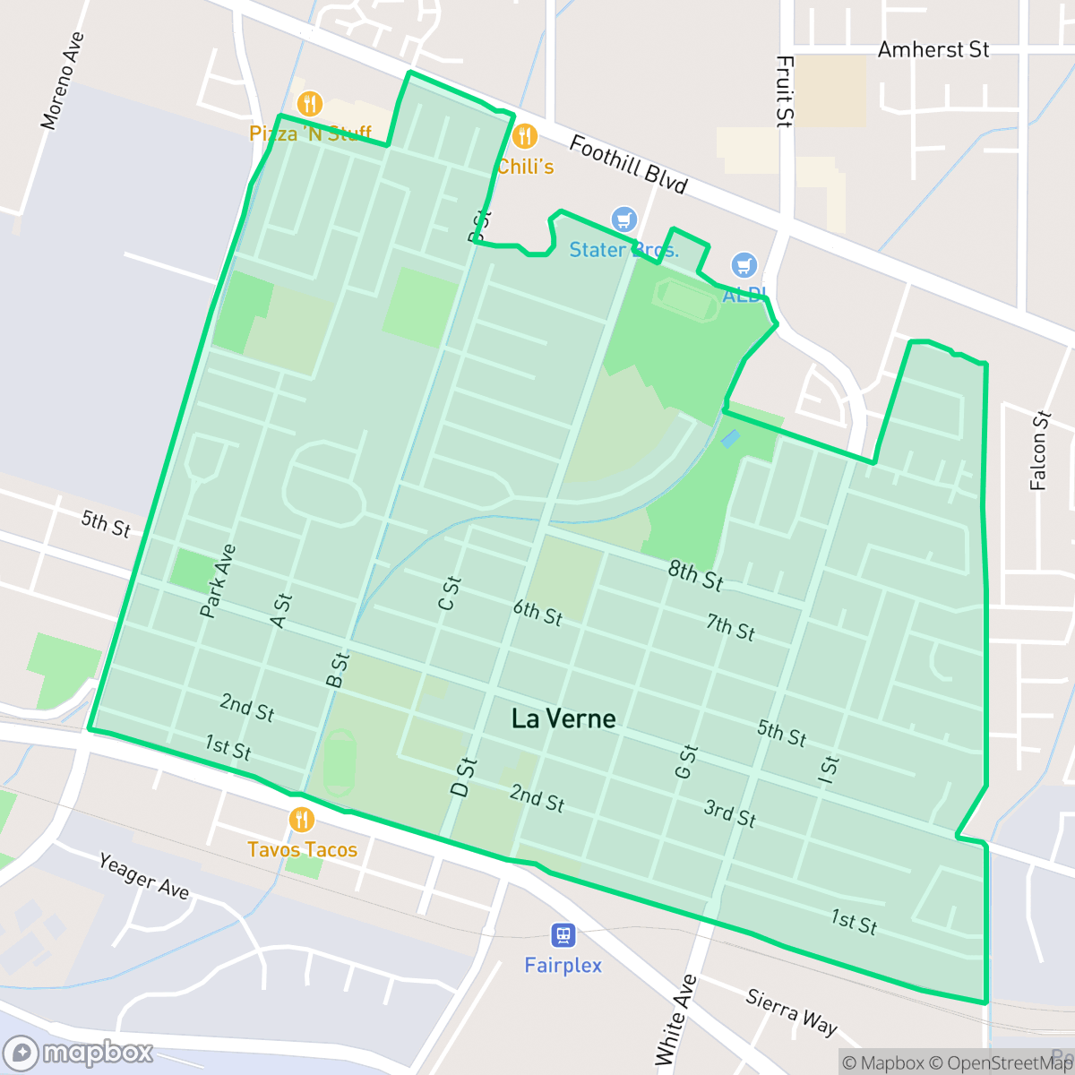 Map showing the location of Lordsburg, La Verne, CA