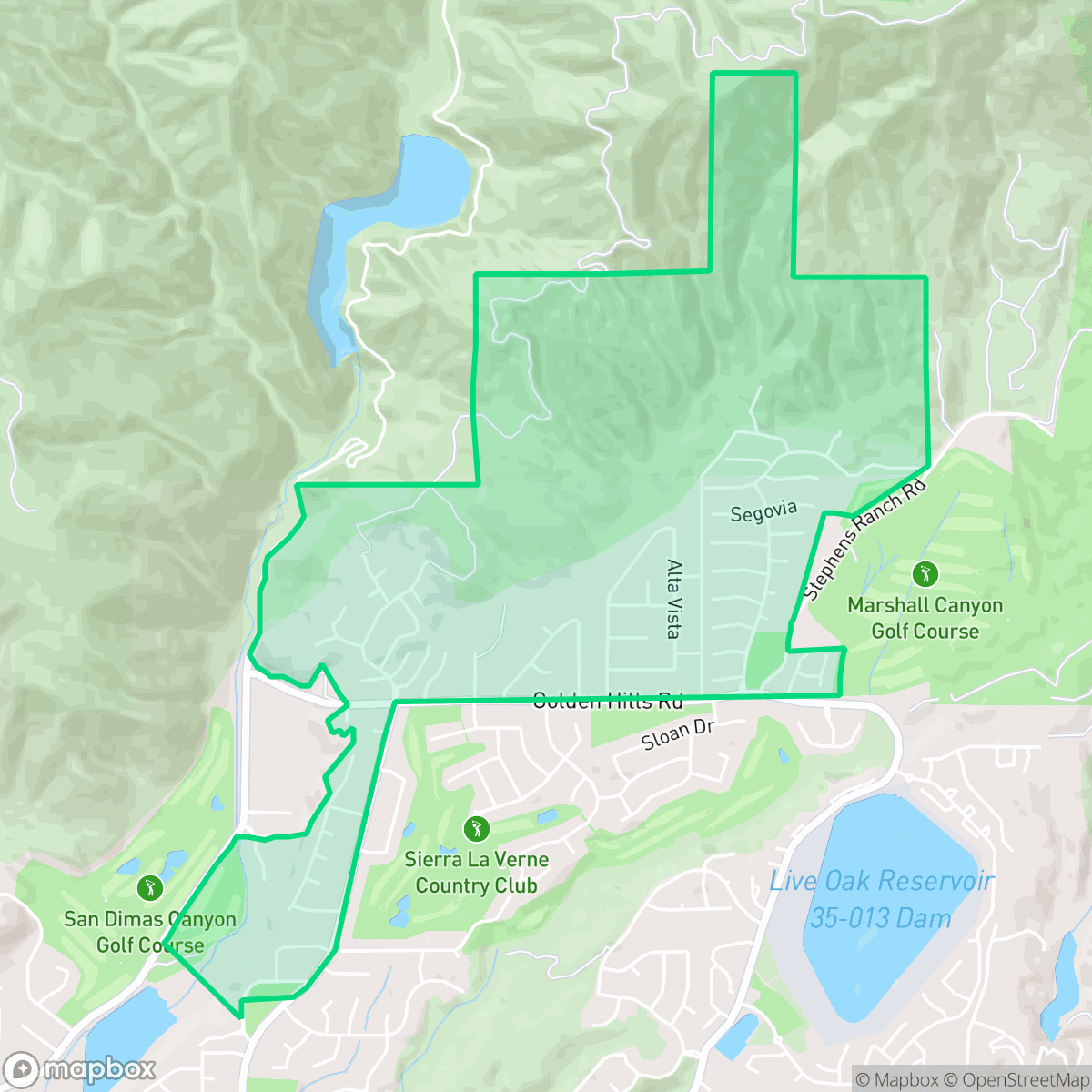 Map showing the location of North La Verne Hillside, La Verne, CA