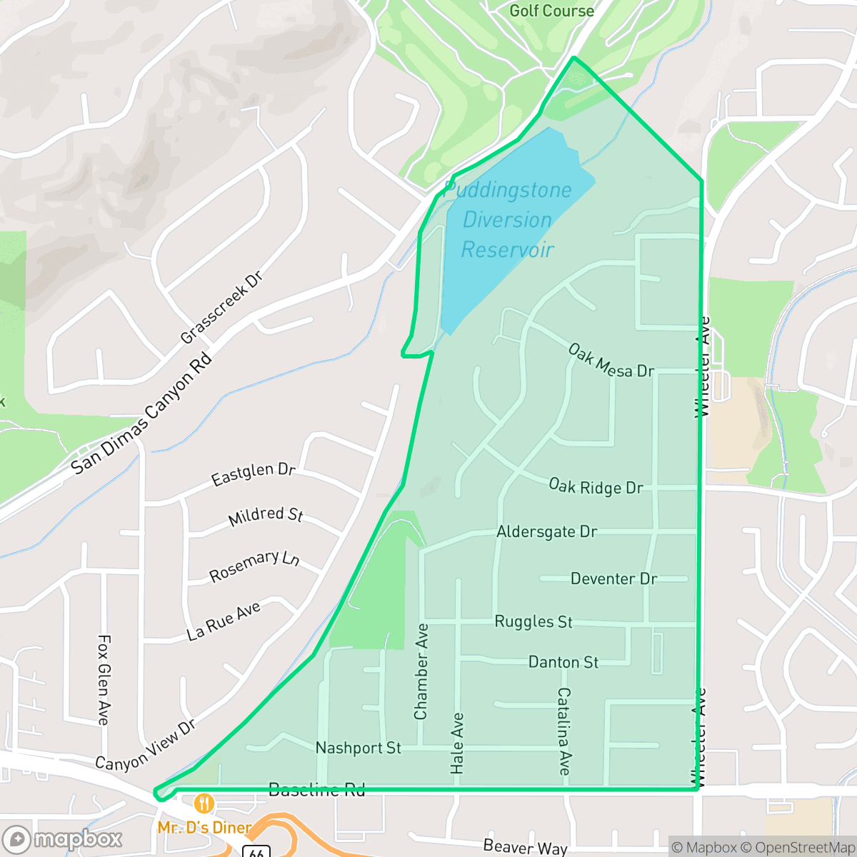 Map showing the location of Northwest La Verne, La Verne, CA