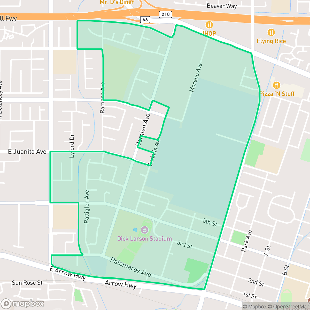 Map showing the location of West La Verne, La Verne, CA