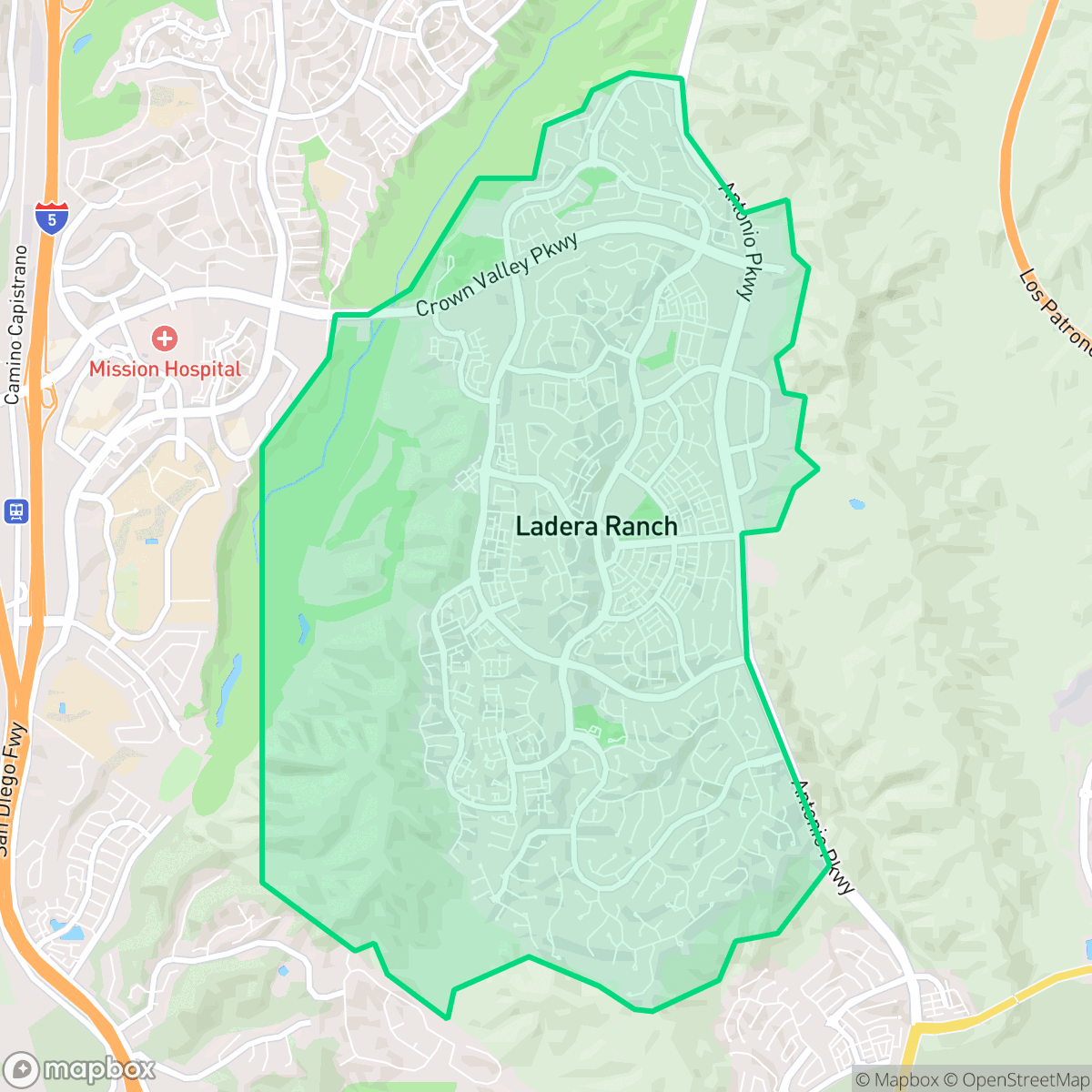 Map showing the location of Ladera Ranch, CA — coverage area