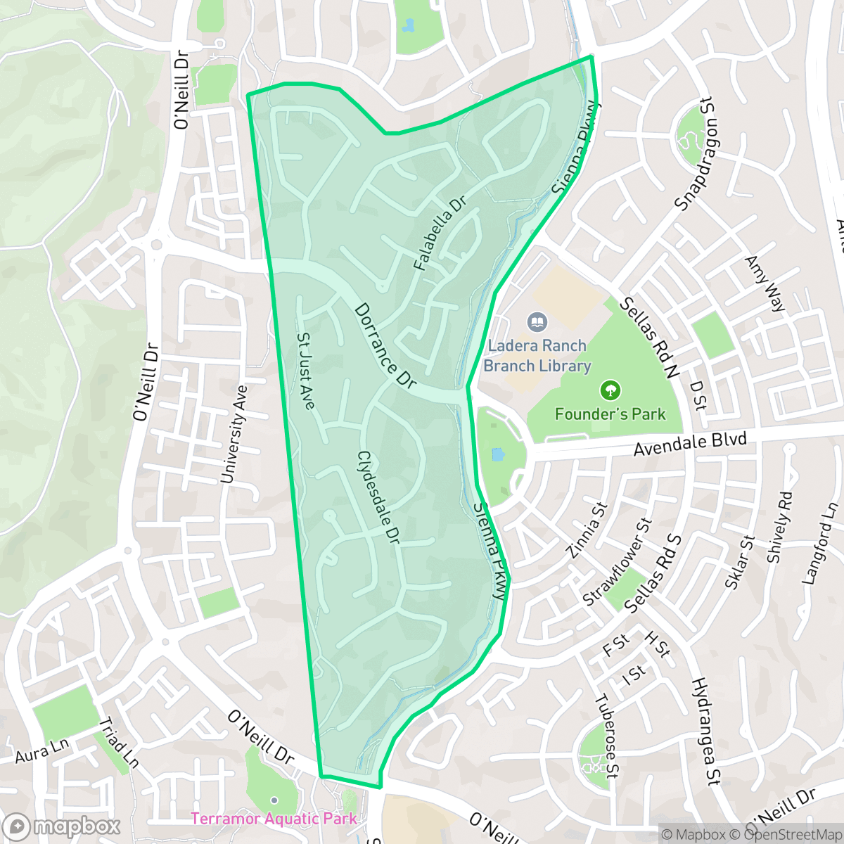 Map showing the location of Echo Ridge Village, Ladera Ranch, CA